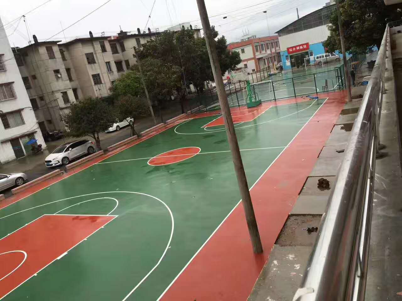 硅pu塑膠球場施工案例